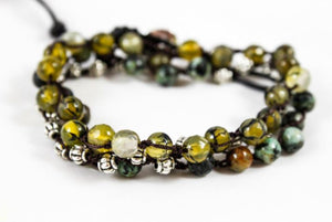 Hand Knotted Convertible Crochet Bracelet, Necklace, or Headband, Semi Precious Stone Mix - WR-058