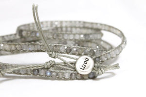 Alva - Luxury Faceted Labradorite Vegan Cord Wrap Bracelet