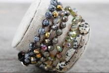 Load image into Gallery viewer, Hand Knotted Convertible Crochet Bracelet or Necklace, Crystals and Stones Mix - WR-102
