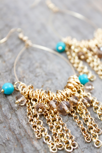 Dangle Beaded Earrings - E006-CH