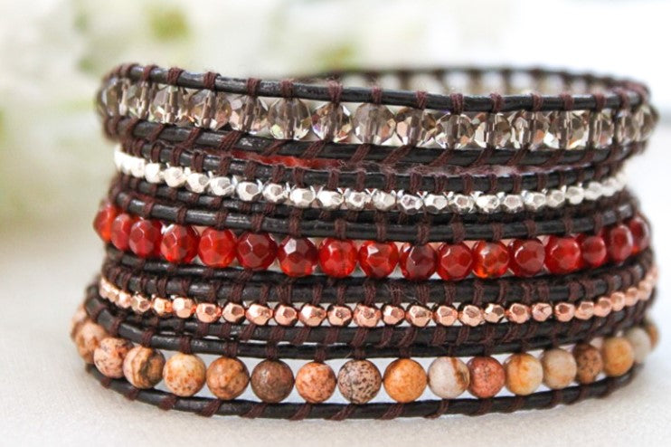 Canyon - Natural Earthy Leather Wrap Bracelet