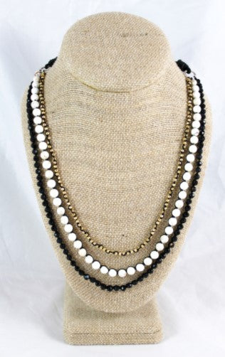 24K Gold Plate Nuggets with Semi Precious Stone Hand Knotted Long Necklace on Genuine Leather -Layers Collection- N5-035