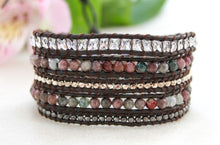 Load image into Gallery viewer, Charcoal - Mixed Semi Precious Stone Wrap Bracelet
