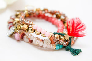 Pinks and Pastels Stretch Stack Bracelet -The Classics Collection- B1-698