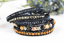 Load image into Gallery viewer, Henna - Crystal and Stone Mix Leather Wrap Bracelet
