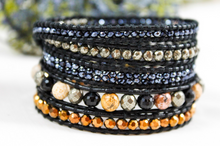 Load image into Gallery viewer, Henna - Crystal and Stone Mix Leather Wrap Bracelet
