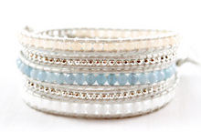 Load image into Gallery viewer, Galadriel - Pastel and White Stone Mix Leather Wrap Bracelet
