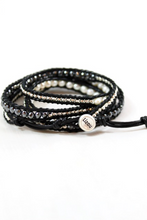 Load image into Gallery viewer, Granite - Freshwater Pearl and Gunmetal Leather Wrap Bracelet
