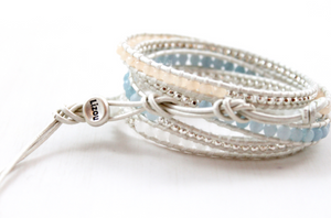 Galadriel - Pastel and White Stone Mix Leather Wrap Bracelet