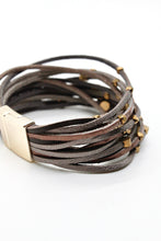 Load image into Gallery viewer, Brown Brass Nugget Leather Bracelet -French Flair Collection- B1-2077
