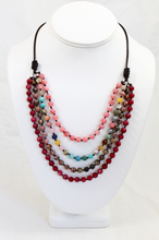 Load image into Gallery viewer, Large Semi Precious Stone Hand Knotted Short Necklace on Genuine Leather -Layers Collection- NLS-M29
