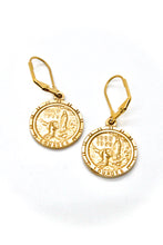 Load image into Gallery viewer, Bronze Reversible French Religious Charm Earrings -French Medal Collection- E6-003
