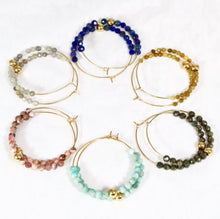Load image into Gallery viewer, Faceted Semi Precious Stone Beaded Hoop Earrings - E046
