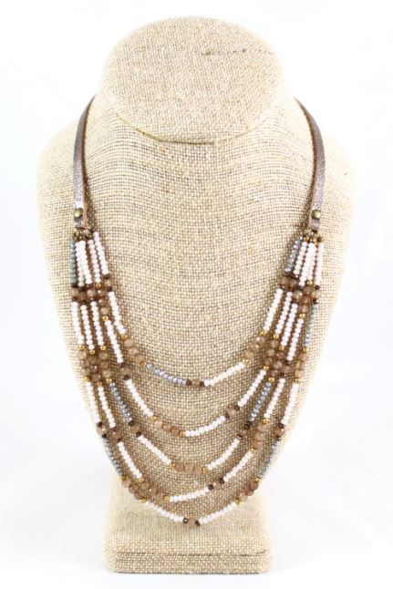 Luxury Semi Precious Stone and Crystal Layered Necklace -The Classics Collection- N2-870