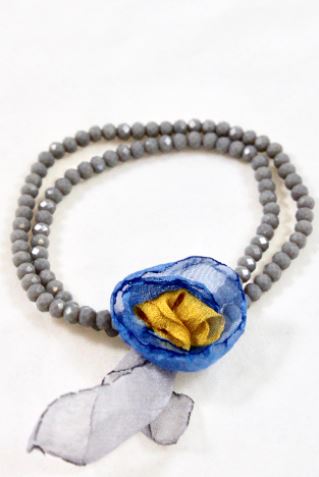 Grey Double Crystal Flower Bracelet -The Classics Collection- B1-1027