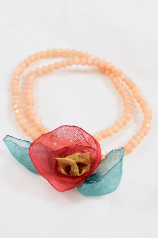 Grapefruit Double Crystal Flower Bracelet -The Classics Collection- B1-1012