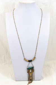 Gold Chain Necklace with Metal Fringe -The Classics Collection- N2-903