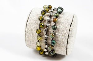 Hand Knotted Convertible Crochet Bracelet, Necklace, or Headband, Semi Precious Stone Mix - WR-058