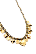 Load image into Gallery viewer, Hearts Collection Pyrite Short Necklace  -French Flair Collection- N2-2243
