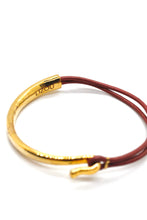 Load image into Gallery viewer, Brick Leather + 24K Gold Plate Bangle Bracelet
