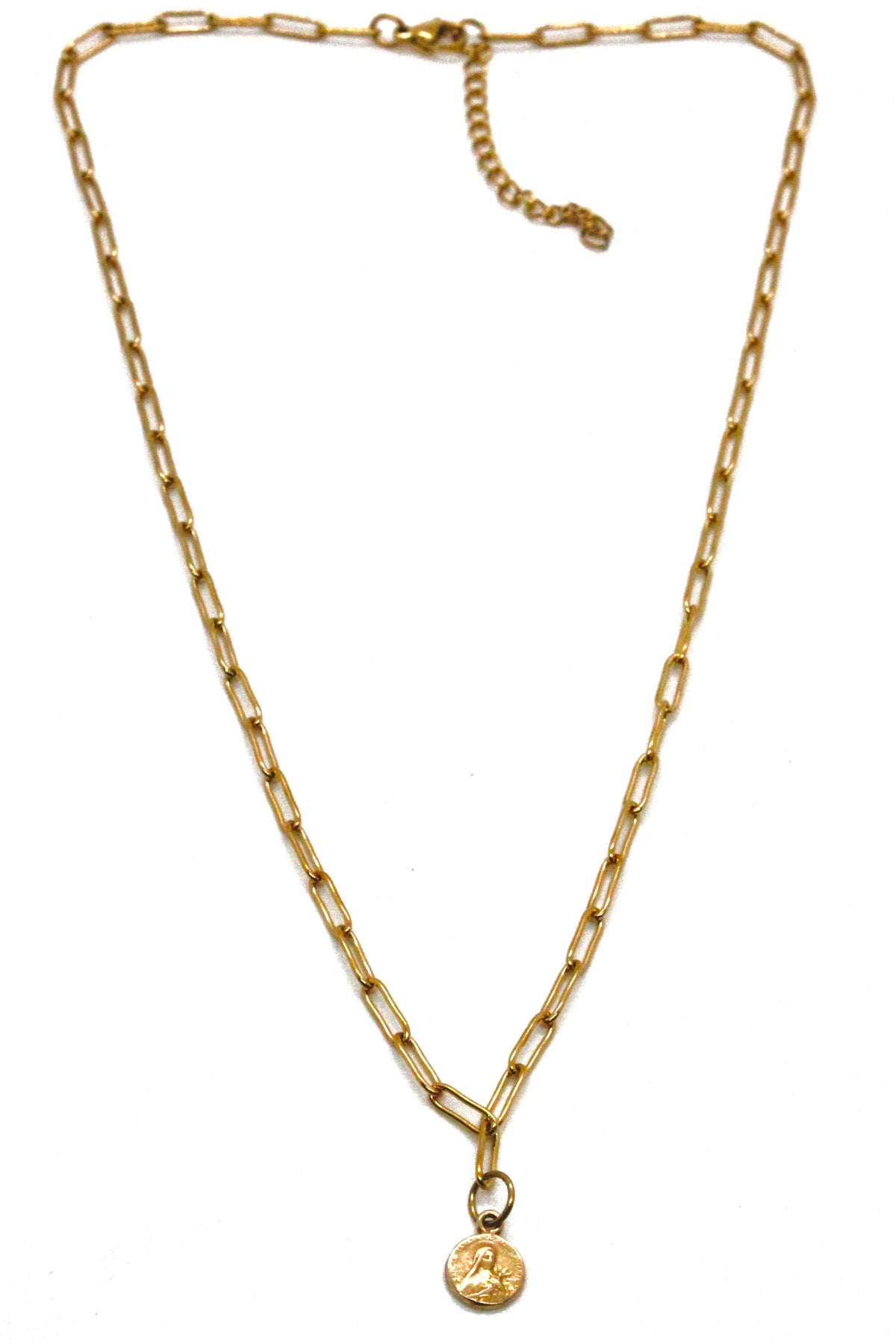 Mini French Religious Charm on Gold Chain -French Medals Collection- N6-017