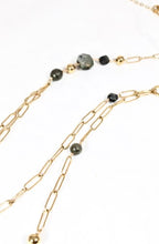 Load image into Gallery viewer, Two Row 24K Gold Plate and Semi Precious Stone Long Necklace -French Flair Collection- N2-990
