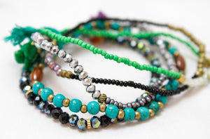 Turquoise and Greens Delicate Stack Bracelet -The Classics Collection- B1-709