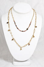 Load image into Gallery viewer, Two Row 24K Gold Plate and Semi Precious Stone Long Necklace -French Flair Collection- N2-989
