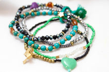 Load image into Gallery viewer, Turquoise and Greens Delicate Stack Bracelet -The Classics Collection- B1-709
