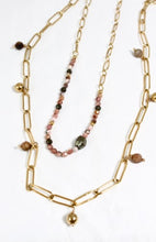 Load image into Gallery viewer, Two Row 24K Gold Plate and Semi Precious Stone Long Necklace -French Flair Collection- N2-989
