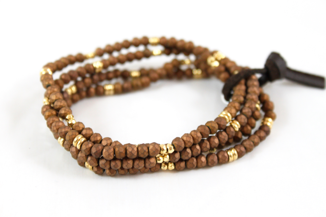 Delicate Matte Crystal Mini Stack Bracelet - BC-027