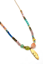 Load image into Gallery viewer, Mini 24K Gold Plate Feather Rainbow Beaded Short Necklace -French Flair Collection- N2-2255
