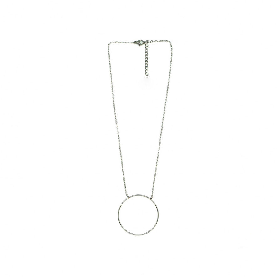 Simple Circle Silver Short Necklace -French Flair Collection- N2-2116
