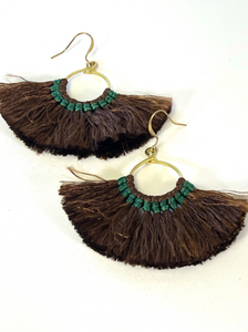 Brown Fan Tassel Earrings - E3-227br