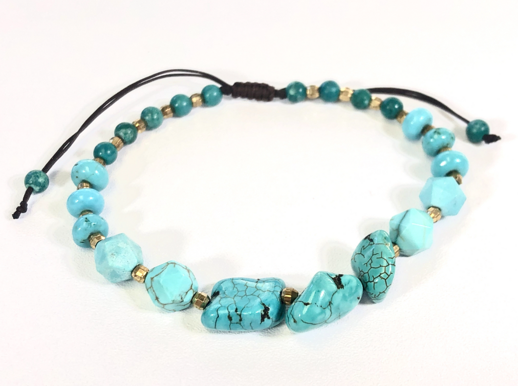 Turquoise Chunk Bead Bracelet B6-004