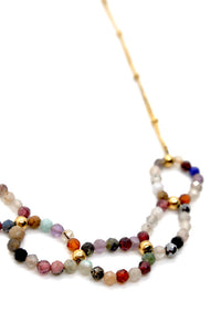 Semi Precious Stone Beaded Link Necklace -French Flair Collection- N2-2248