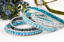 Load image into Gallery viewer, Greece - Turquoise Crystal Mix Leather Wrap Bracelet
