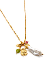 Load image into Gallery viewer, Pearl Drop Lucky Shamrock Delicate Short Necklace -French Flair Collection- N2-2240
