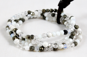 Delicate Crystal and Stone Mini Stack Bracelet - BC-036