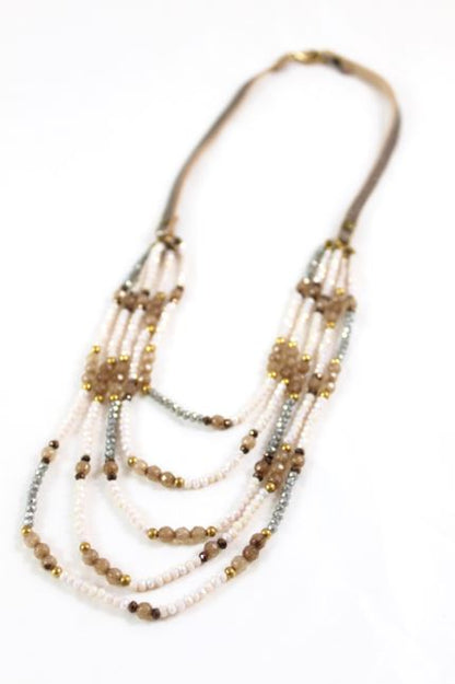 Luxury Semi Precious Stone and Crystal Layered Necklace -The Classics Collection- N2-870