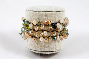 Hand Knotted Convertible Crochet Bracelet, Necklace, or Headband, Crystal Mix - WR-034
