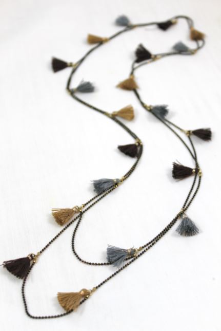 Wrap Necklace with Mini Tassels -The Classics Collection- N2-769