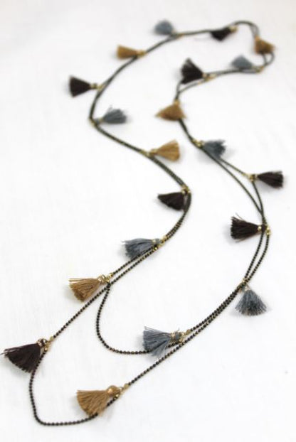 Wrap Necklace with Mini Tassels -The Classics Collection- N2-769