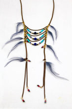 Load image into Gallery viewer, Indian Style Feather and Turquoise Hand Beaded Necklace -The Classics Collection- N2-726
