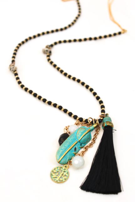 Tassel and Turquoise Long Necklace -The Classics Collection- N2-904