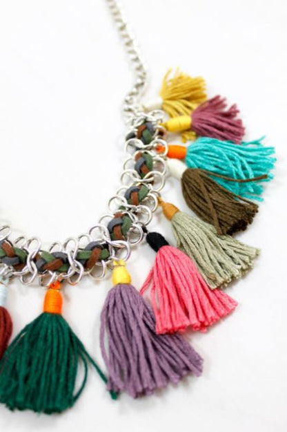 Rainbow Tassel Short Necklace -The Classics Collection- N2-820