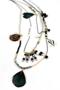 Layered Feather Necklace -The Classics Collection- N2-665