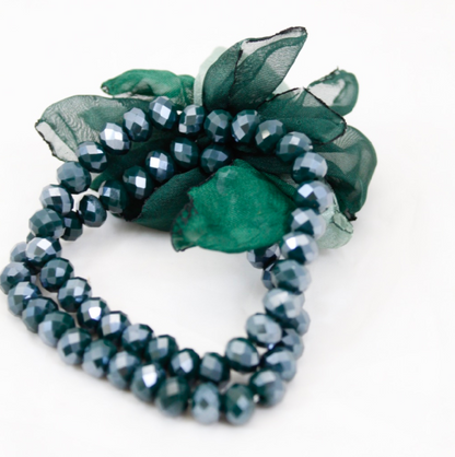 Crystal and Flower Stretch Bracelet  -The Classics Collection- B1-973