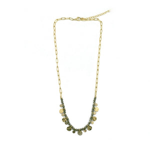 24K Gold Plate and Pyrite Mix Necklace with Mini Charms -French Flair Collection- N2-2129