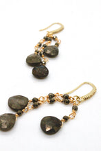 Load image into Gallery viewer, Beautiful Pyrite 24K Gold Plate Dangle Earrings -French Flair Collection- E4-121
